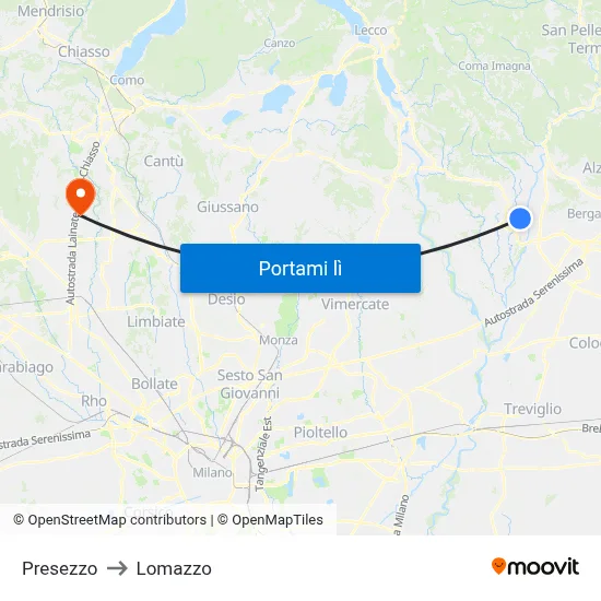Presezzo to Lomazzo map