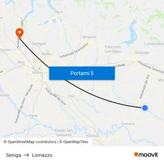 Seniga to Lomazzo map