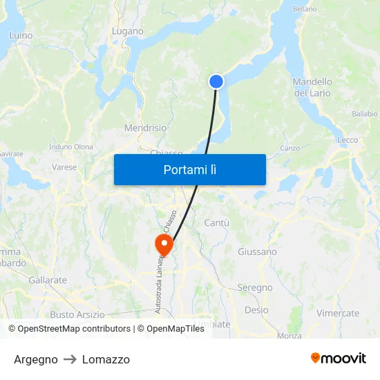 Argegno to Lomazzo map