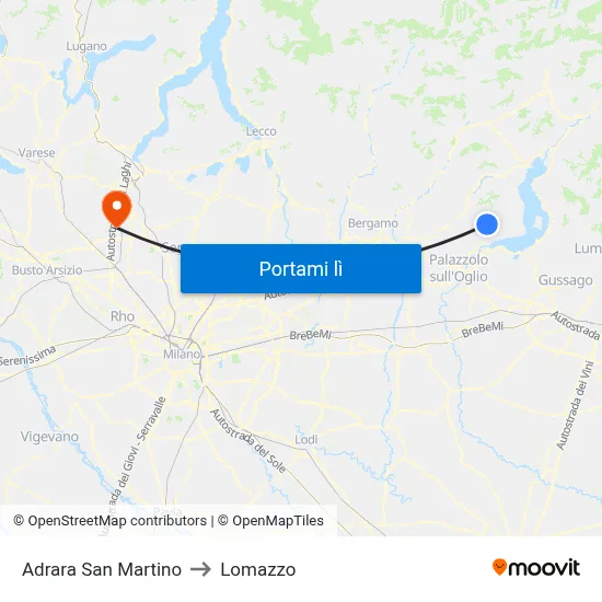 Adrara San Martino to Lomazzo map