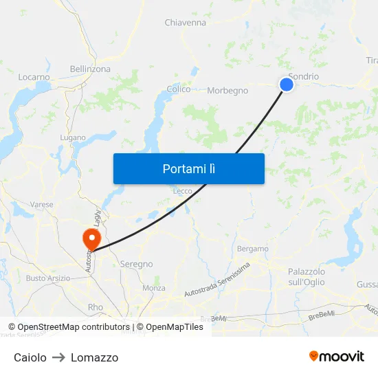 Caiolo to Lomazzo map