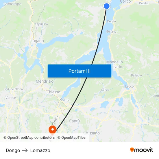 Dongo to Lomazzo map