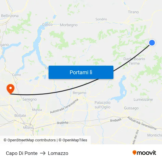 Capo Di Ponte to Lomazzo map