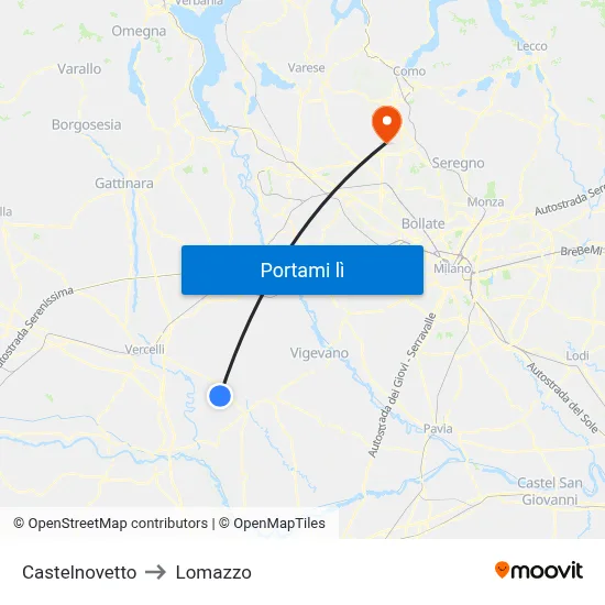 Castelnovetto to Lomazzo map