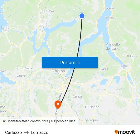 Carlazzo to Lomazzo map