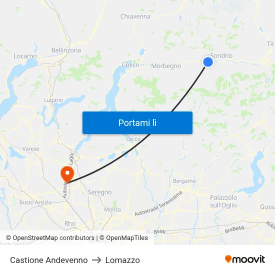 Castione Andevenno to Lomazzo map