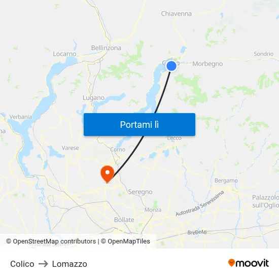 Colico to Lomazzo map