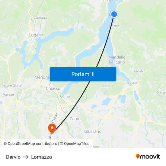 Dervio to Lomazzo map