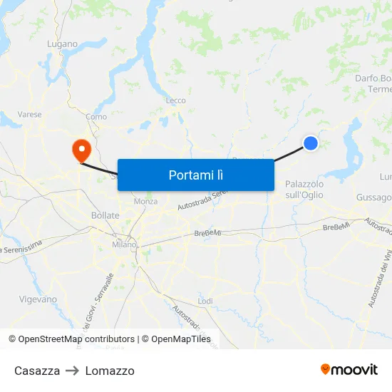 Casazza to Lomazzo map