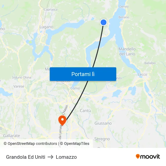 Grandola Ed Uniti to Lomazzo map