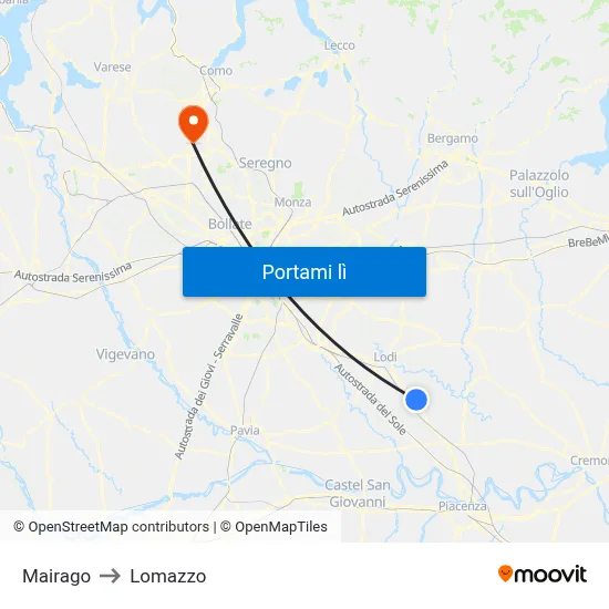 Mairago to Lomazzo map