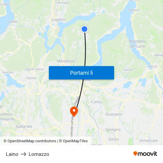 Laino to Lomazzo map