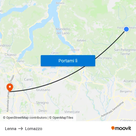 Lenna to Lomazzo map