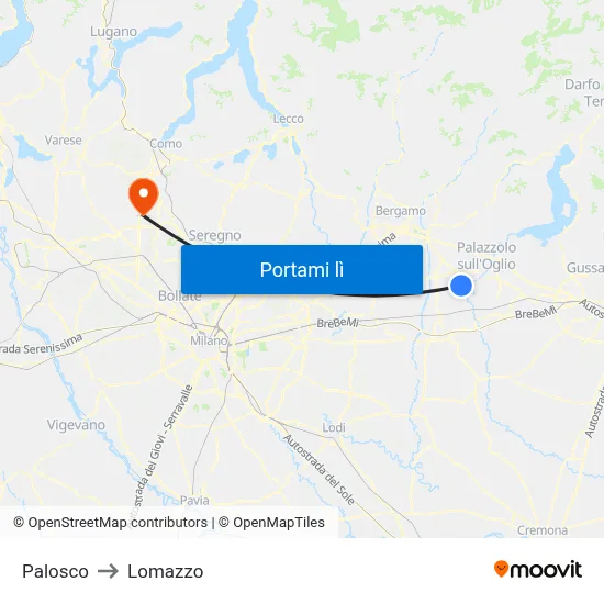 Palosco to Lomazzo map