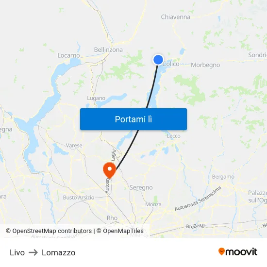 Livo to Lomazzo map