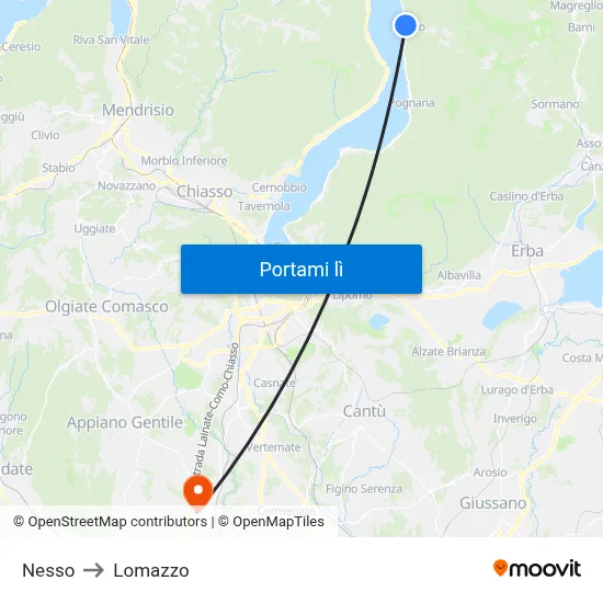 Nesso to Lomazzo map