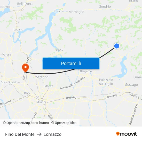 Fino Del Monte to Lomazzo map