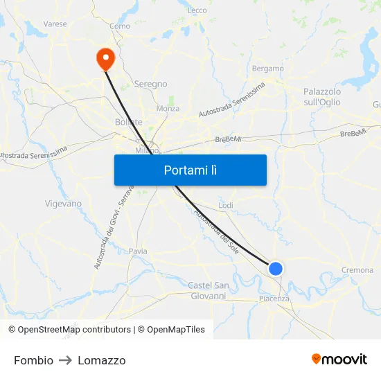 Fombio to Lomazzo map