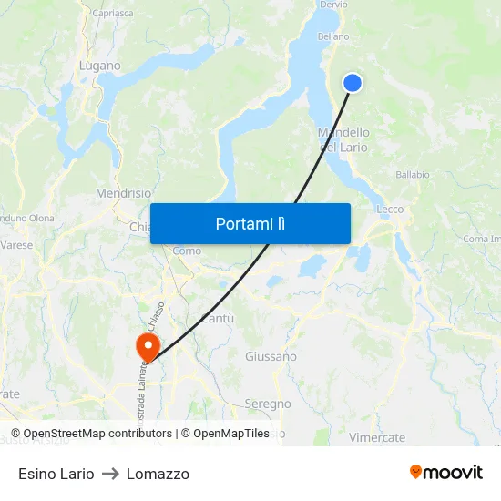 Esino Lario to Lomazzo map