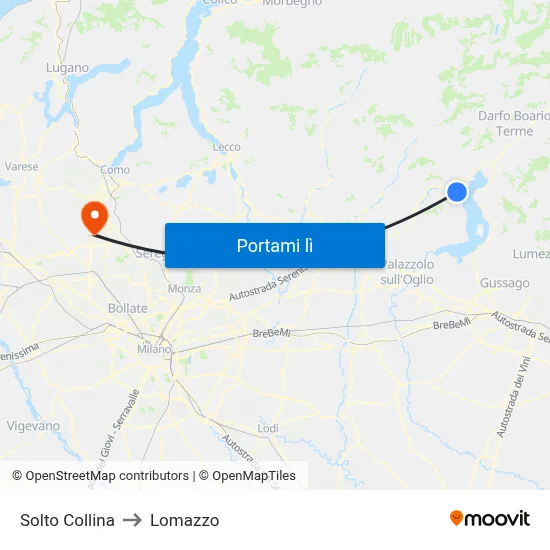 Solto Collina to Lomazzo map