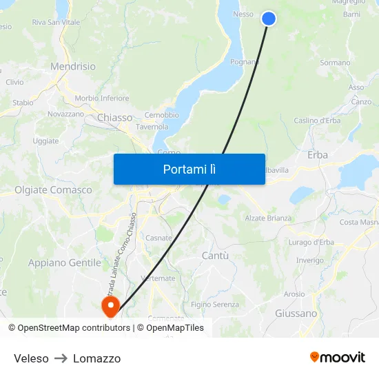 Veleso to Lomazzo map