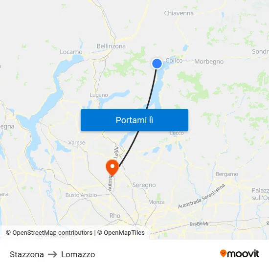 Stazzona to Lomazzo map