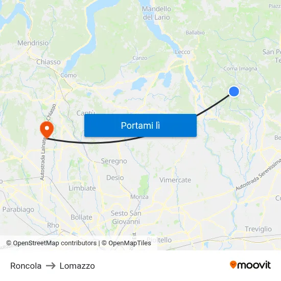 Roncola to Lomazzo map