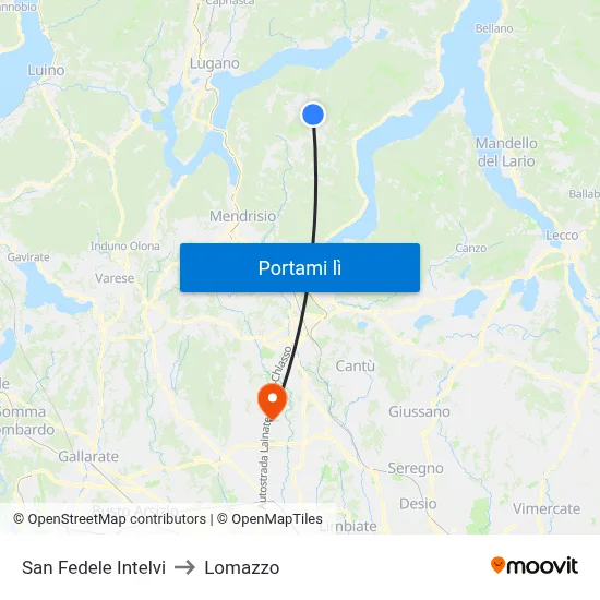 San Fedele Intelvi to Lomazzo map
