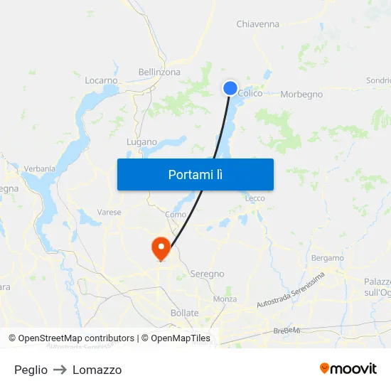 Peglio to Lomazzo map