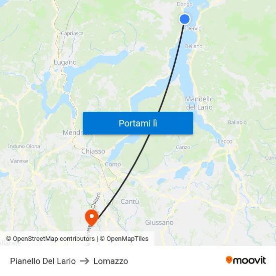 Pianello Del Lario to Lomazzo map