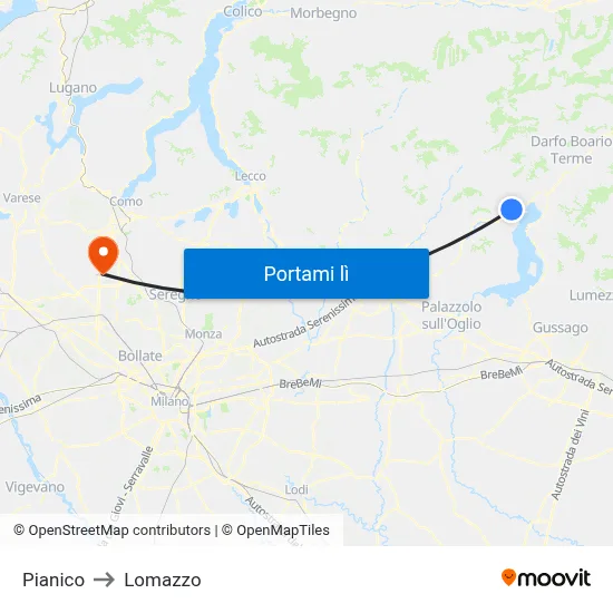 Pianico to Lomazzo map