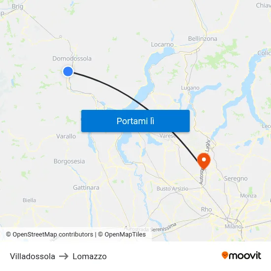 Villadossola to Lomazzo map