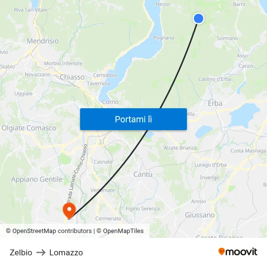 Zelbio to Lomazzo map
