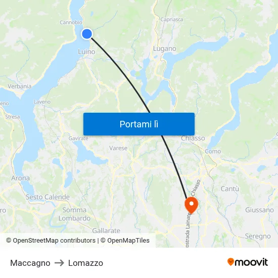 Maccagno to Lomazzo map
