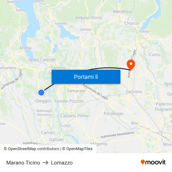 Marano Ticino to Lomazzo map