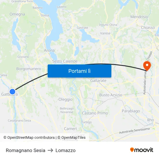 Romagnano Sesia to Lomazzo map