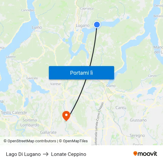 Lago Di Lugano to Lonate Ceppino map