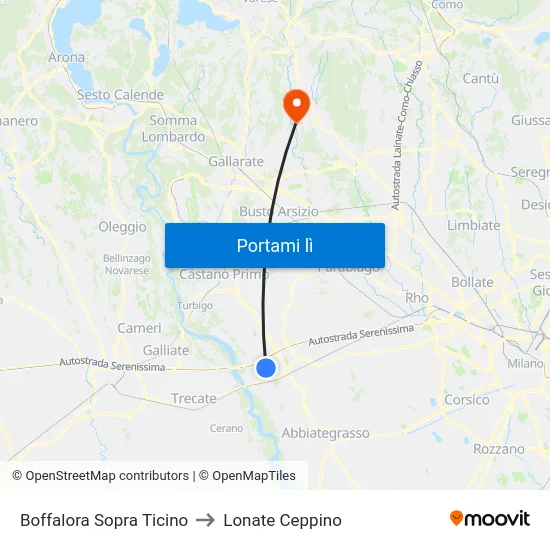 Boffalora Sopra Ticino to Lonate Ceppino map