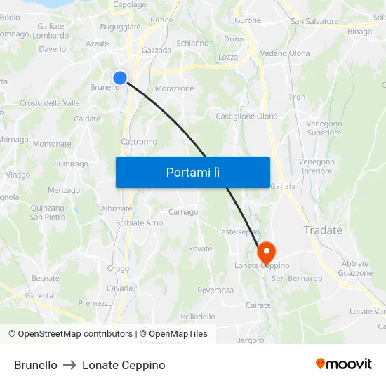 Brunello to Lonate Ceppino map