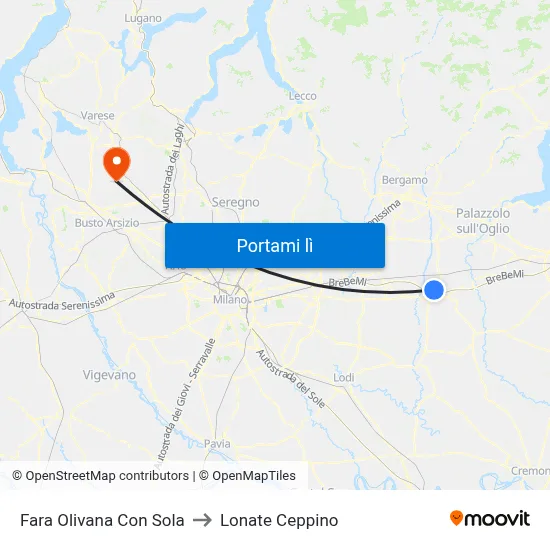 Fara Olivana Con Sola to Lonate Ceppino map