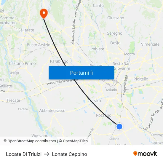 Locate Di Triulzi to Lonate Ceppino map