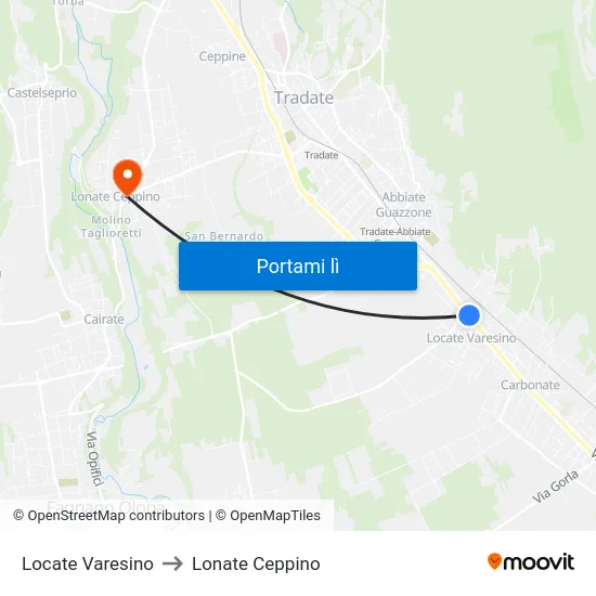Locate Varesino to Lonate Ceppino map