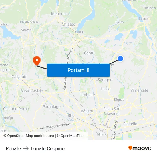 Renate to Lonate Ceppino map