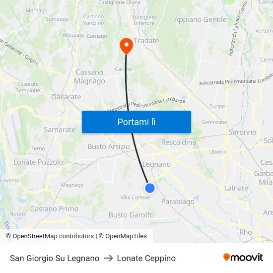 San Giorgio Su Legnano to Lonate Ceppino map