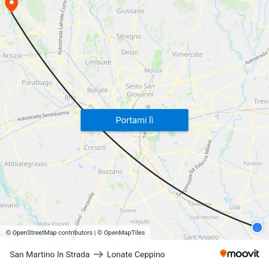 San Martino In Strada to Lonate Ceppino map