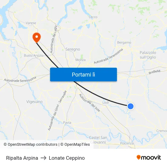 Ripalta Arpina to Lonate Ceppino map