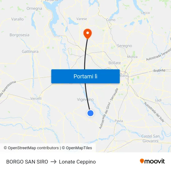 BORGO SAN SIRO to Lonate Ceppino map