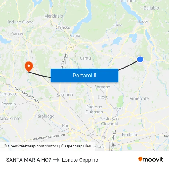 SANTA MARIA HO? to Lonate Ceppino map