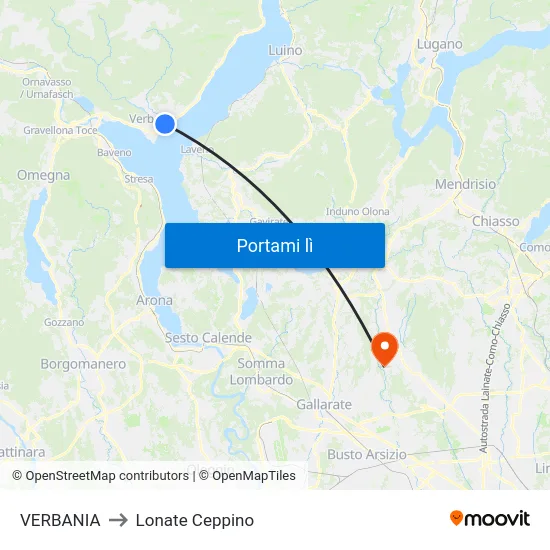 VERBANIA to Lonate Ceppino map