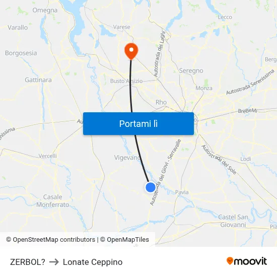 ZERBOL? to Lonate Ceppino map